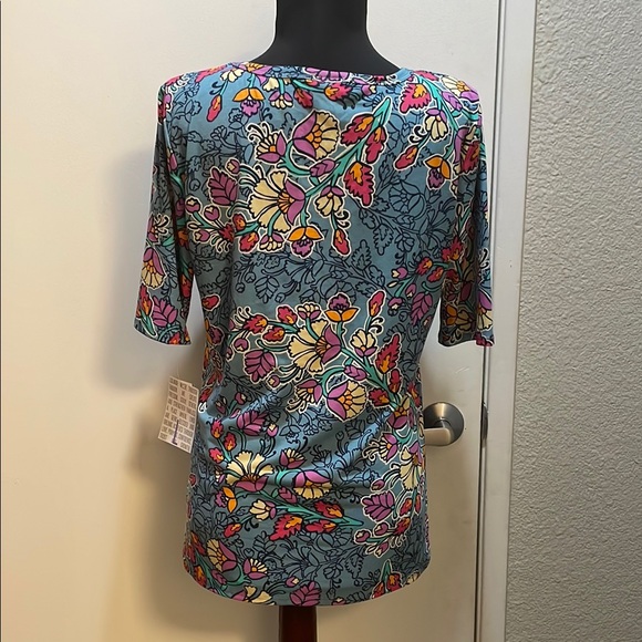 LuLaRoe Blue Floral Round Neckline Gigi Blouse - Picture 3 of 5